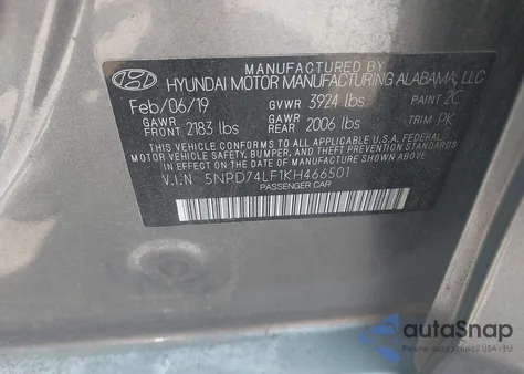 2019 Hyundai Elantra Se из США, поврежденный, VIN 5NPD74LF1KH466501